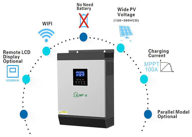 Outre de l'hybride de grille 3 kilowatts 5 kilowatts 10 kilowatts système solaire Uset d'Inverte monophasé de 15 kilowatts
