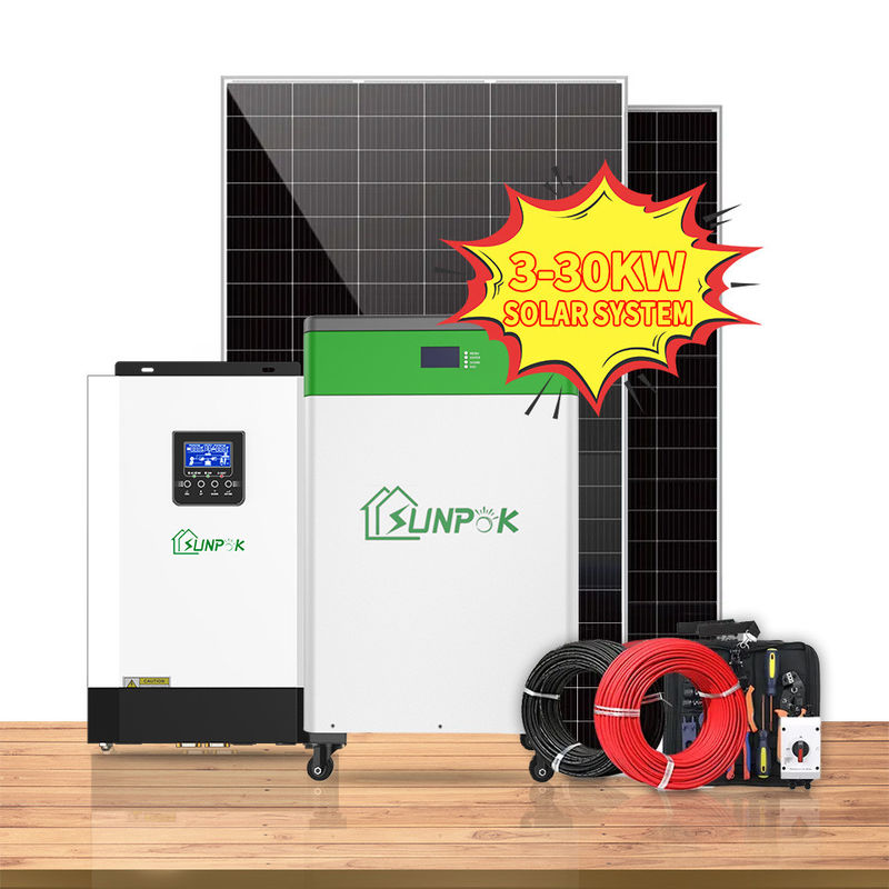 Ensemble solaire de panneau du système domestique 10kw 20kw 30kw picovolte d'ion de lithium outre d'hybride d'énergie solaire de grille