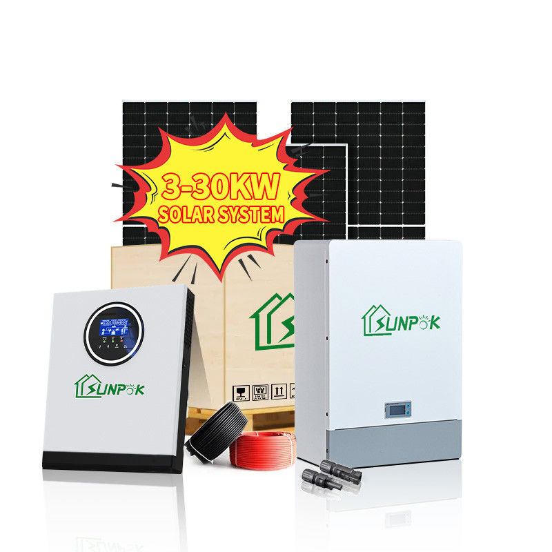 Sunpok complet outre de l'inverseur hybride d'énergie solaire de grille des kits 5kwh 10kwh 15kwh 20kwh 25kwh 30kwh d'énergie solaire de grille