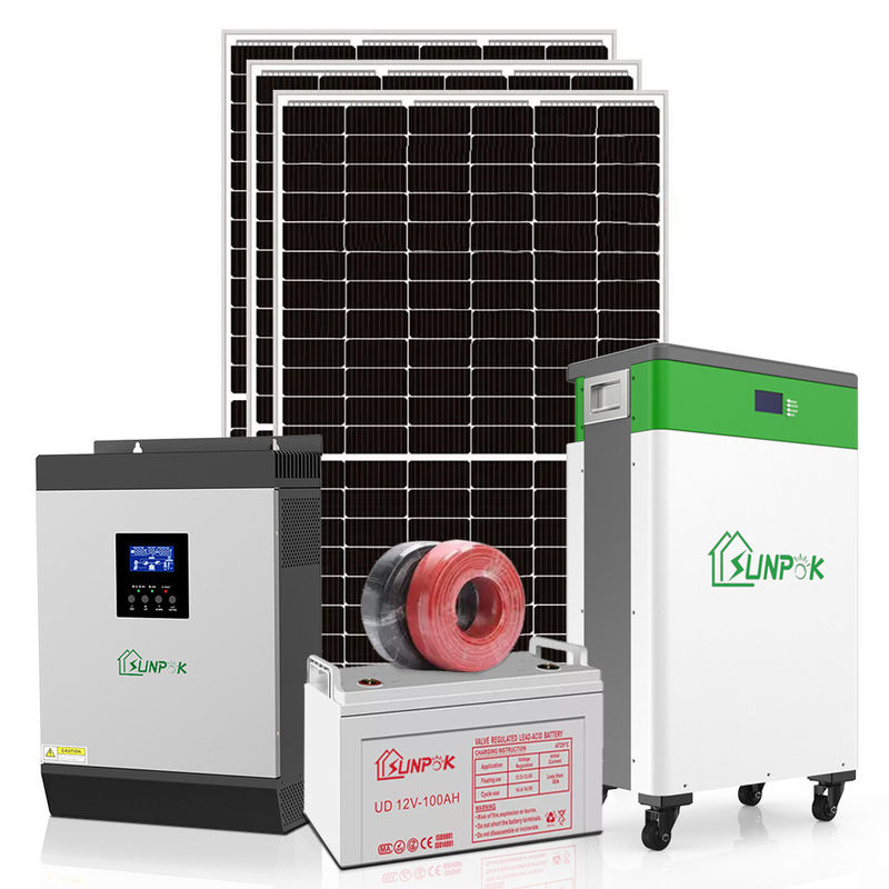 Installation solaire résidentielle actionnée solaire solaire des maisons 1KW 3KW 5KW 10KW du système 10kw de maison de Sunpok