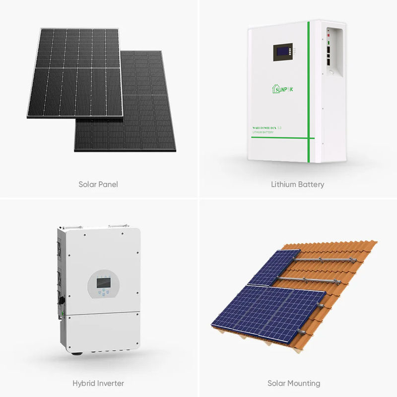 Système domestique solaire de Sunpok 3kw 5kw 10kw système d'alimentation solaire de 10 kilowatts pour les Chambres préfabriquées
