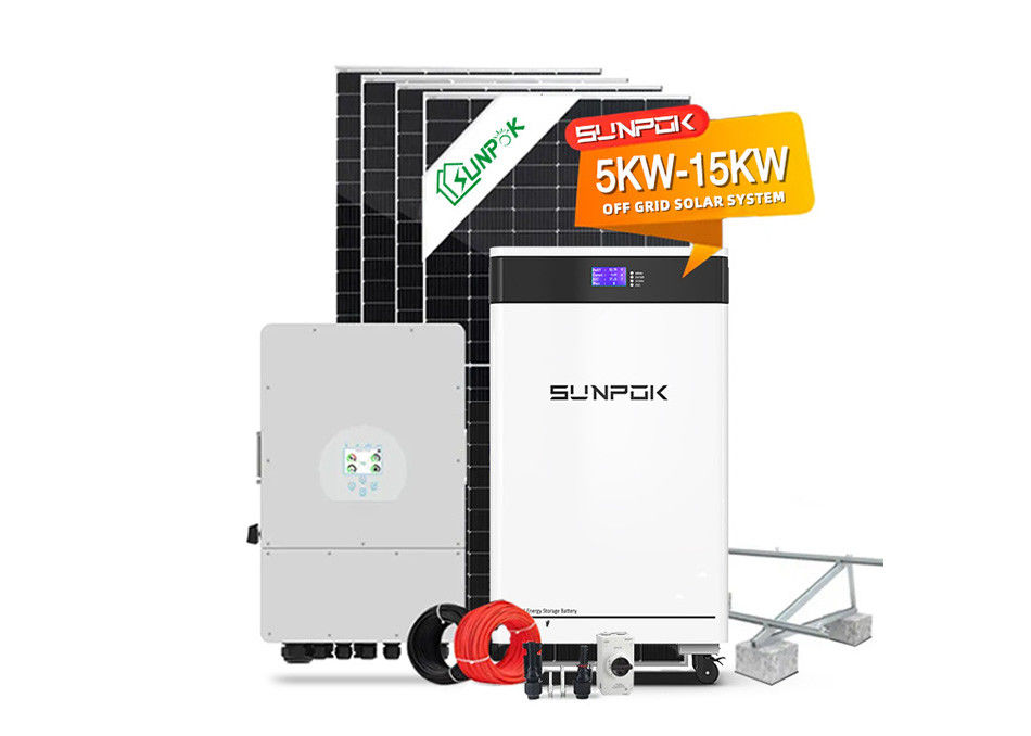 Systèmes d'énergie solaire hybride routière 5 kW avec onduleur hybride hors réseau Système solaire à batterie au lithium 30 kW