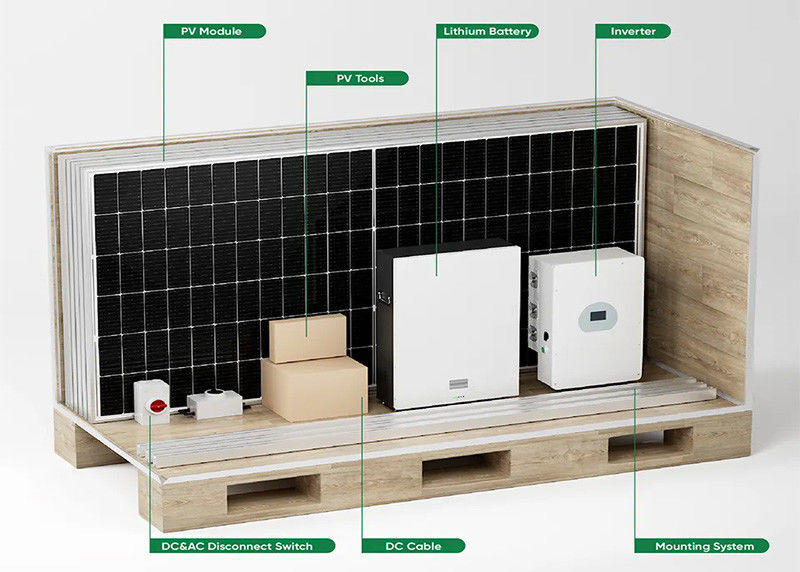 Systèmes d'énergie solaire hybride routière 5 kW avec onduleur hybride hors réseau Système solaire à batterie au lithium 30 kW