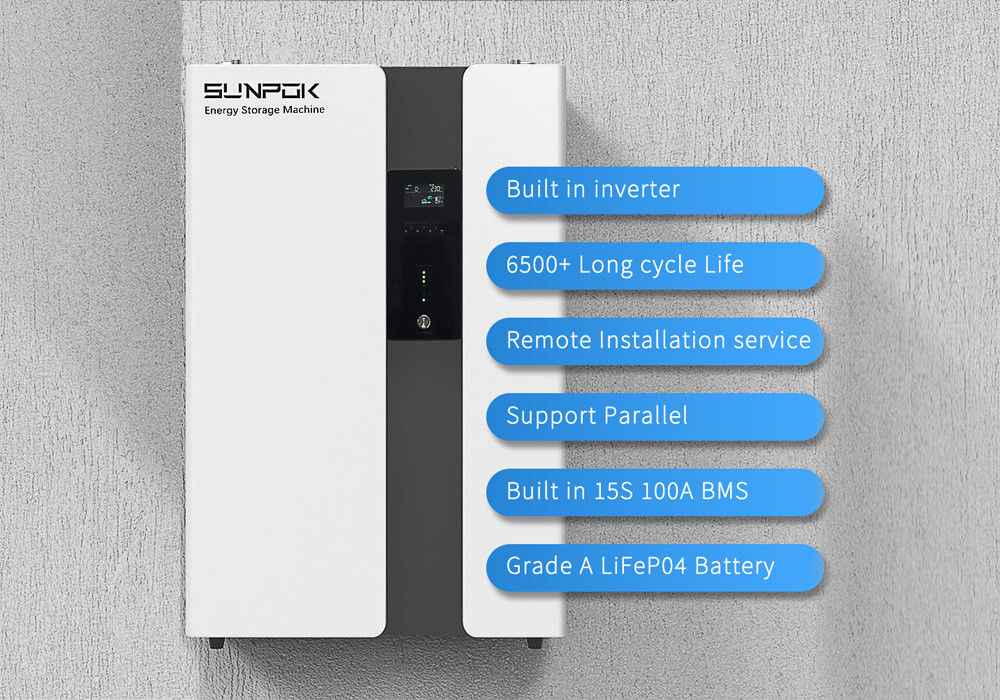 Off-Grid tout en un seul entrepôt Ess Eu Construit dans 5,12Kwh 50Ah 200Ah 100Ah 51.2V 5kw batterie d'onduleur
