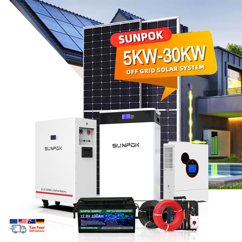 Système d'énergie solaire sur et hors réseau 5kw 10kw Système d'énergie solaire maison Kit de panneau solaire