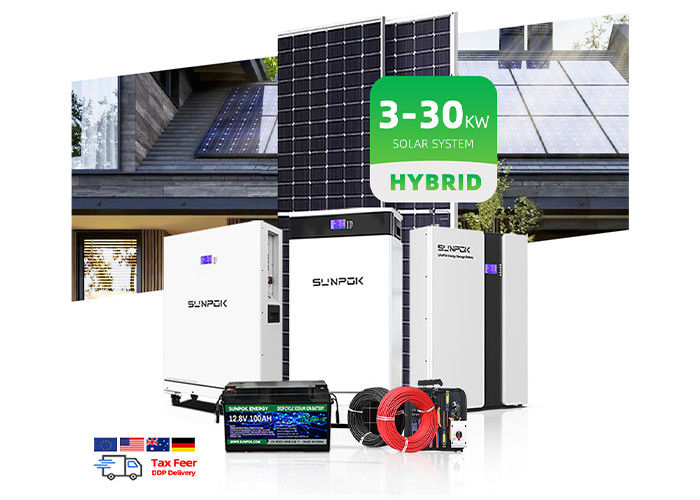 Système hybride d'énergie solaire photovoltaïque de 10 kW 12 kW 15 kW Système complet d'énergie solaire pour usage domestique avec onduleur