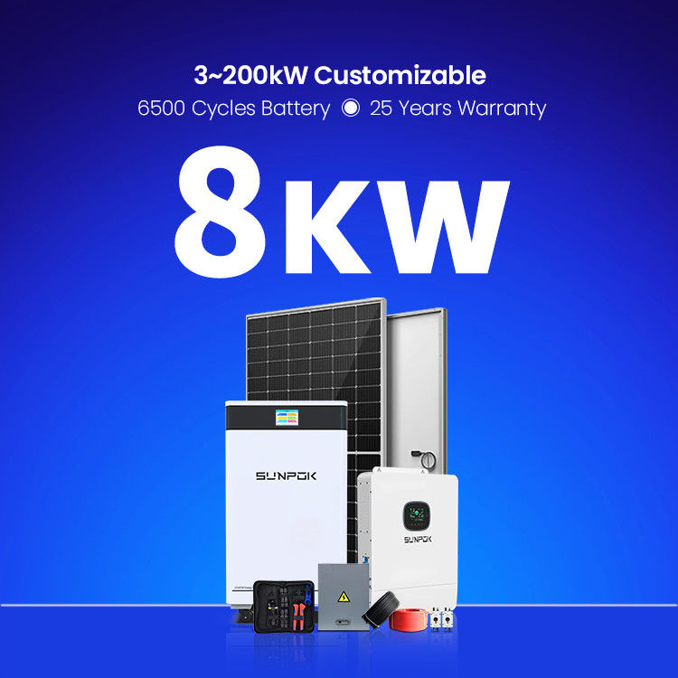 Système d'énergie solaire Complete Complete Package 5kw 8kw 10kw 10kw Hybrid Off Grid Kit Pour la maison avec batterie au lithium-ion