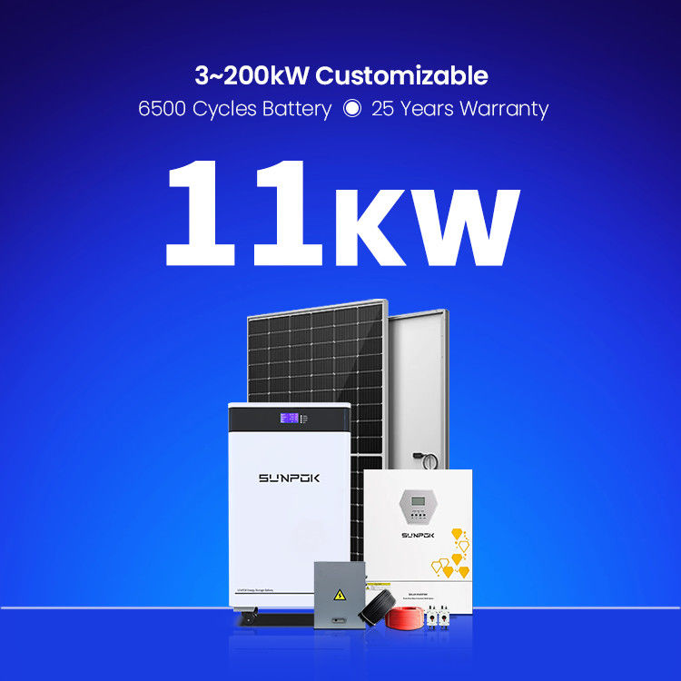 Système d'énergie solaire à usage domestique 3KW 6KW 11KW 22KW Hybride hors réseau Panneau solaire Fermes LifePo4 Batterie hors réseau Kit de panneau solaire