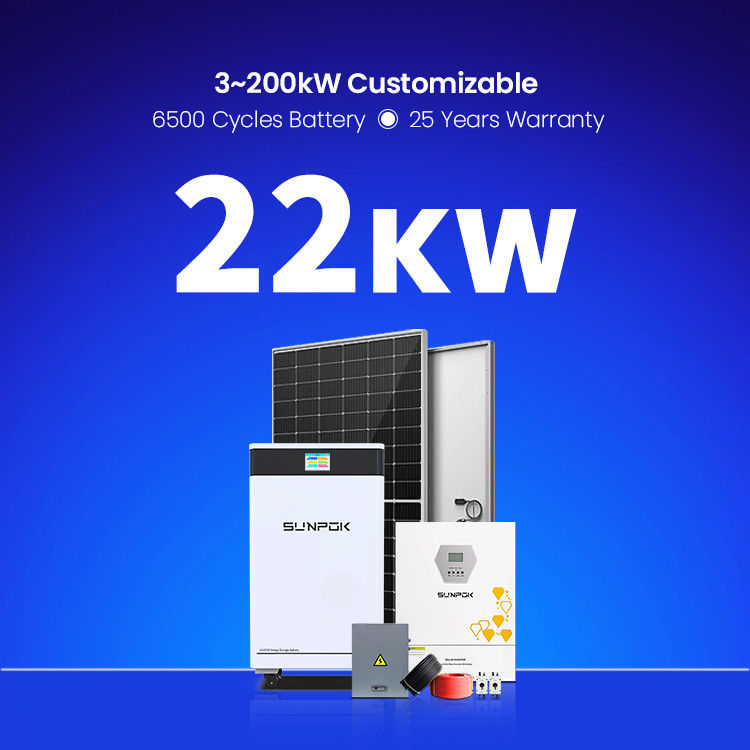 Système solaire complet de 10 kW 3.5kw 6.2kw 11kw 22kw Kit de panneau solaire hybride hors réseau Système d'énergie solaire à domicile