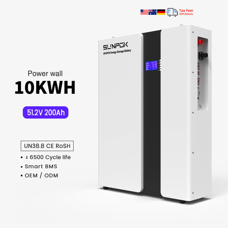 Énergie pour la maison 48V 200Ah Batterie lithium-ion 10Kwh LiFePo4 Batterie Smart BMS Système solaire 51.2V 100Ah Batterie de stockage d'énergie