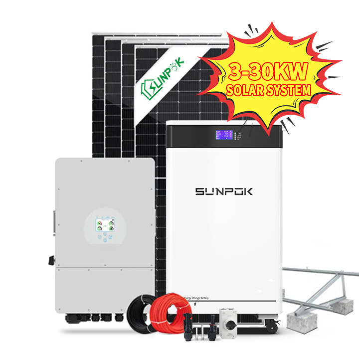 Système solaire hybride 5 kW 8 kW 10 kW 20 kW Système solaire hybride complet avec batterie au lithium