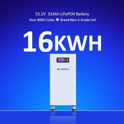 10000 Cycles 51.2V 48V Lifepo4 Battery 314Ah 16kWh Lithium Ion Batteries Pack ESS Home Energy Storage Solar Battery