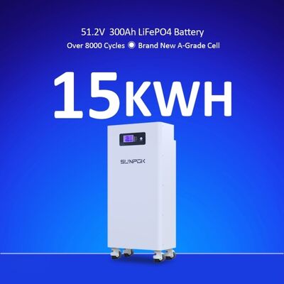 Batterie 51,2 V pour le stockage d'énergie domestique, système de stockage d'énergie domestique de 15,36 kWh, batterie Lifepo4 300 Ah