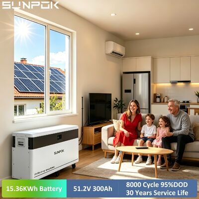 SUNPOK 51.2v 300ah Lifepo4 Lithium Battery 15kwh 15 kwh Floor Mounted Battery Home Energy Storage Battery for Solar System